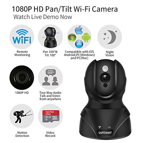 SAFEVANT 1080P HD WiFi IP Security Camera Wireless Security Camera System Home Monitor with Two-Way Audio Motion Detection Night Vision