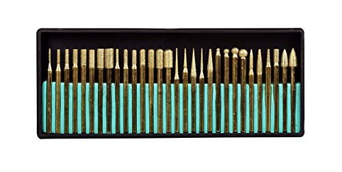 SE 82331TF 30-Piece Set of Titanium-Coated Diamond Burrs, Grits 120-150