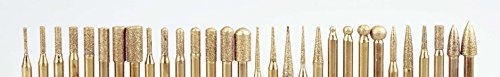 SE 82331TF 30-Piece Set of Titanium-Coated Diamond Burrs, Grits 120-150