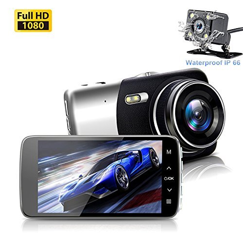 SENDOW On Dash Car Camera Dual Lens with 1080P FULL HD IPS Screen In Visor Backup DashBoard Camcorder G Sensor Parking Mode Loop Recording Night Vision for Vehicle