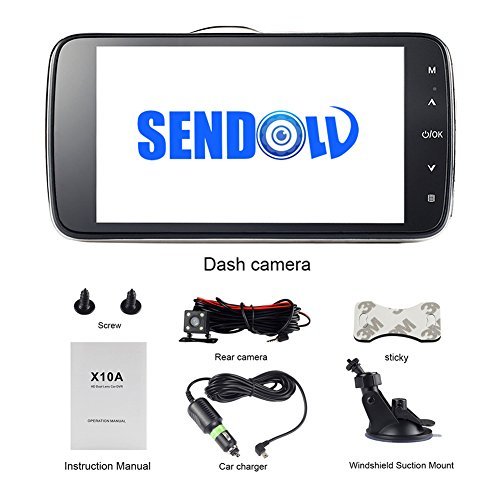 SENDOW On Dash Car Camera Dual Lens with 1080P FULL HD IPS Screen In Visor Backup DashBoard Camcorder G Sensor Parking Mode Loop Recording Night Vision for Vehicle