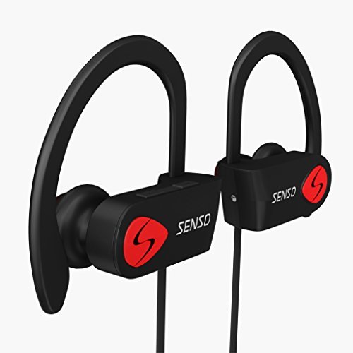 SENSO Bluetooth Headphones, Best Wireless Sports Earphones w/ Mic IPX7 Waterproof HD Stereo Sweatproof Earbuds for Gym Running Workout 8 Hour Battery Noise Cancelling Headsets