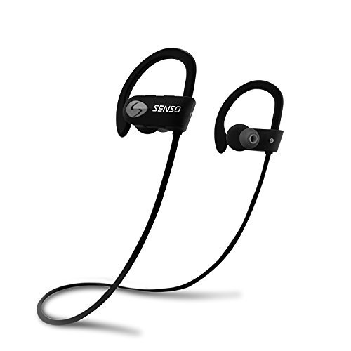 SENSO Bluetooth Headphones Wireless Sports Earphones - w/ Mic, IPX7 Waterproof, HD Stereo Sweatproof Earbuds, for Gym Running Workout, 8 Hour Battery, Noise Cancelling Headsets