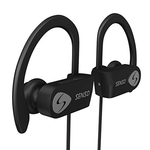 SENSO Bluetooth Headphones Wireless Sports Earphones - w/ Mic, IPX7 Waterproof, HD Stereo Sweatproof Earbuds, for Gym Running Workout, 8 Hour Battery, Noise Cancelling Headsets