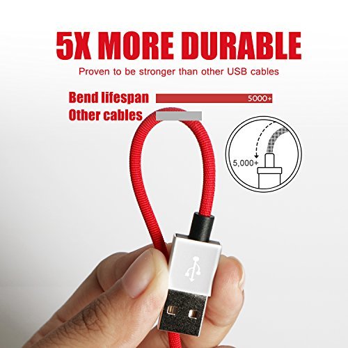 SGIN iPhone Cable,3Pack 8 inches Short Nylon Braided Cord Lightning Cable Certified to USB Charging Charger for iPhone 7,7 Plus,6S,6 Plus,SE,5S,5,iPad,iPod Nano 7 - Red