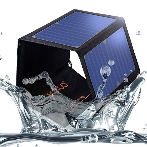 SOKOO 22W 5V 2-Port USB Portable Foldable Solar Charger with High Efficiency Solar Panel, Reinforced and Waterproof, for Cell Phone, iPhone, Backpack and Outdoors (Black)