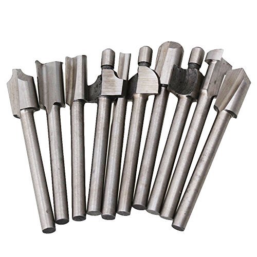 SPTA 10Pc HSS Router Carbide Engraving Bits & 10Pcs Router Bit 1/8"(3mm) Shank For Proxxon Dremel Rotary Tools for DIY Woodworking, Carving, Engraving, Drilling