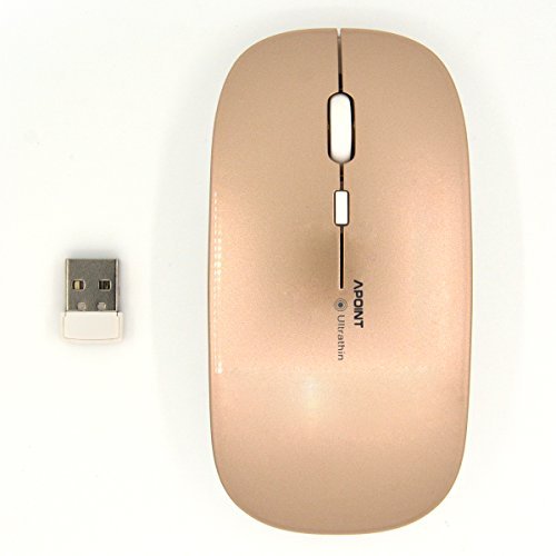 SROCKER T3 Ultra-thin 2.4GHz Wireless Silent Click Optical Mouse/Mice 3 Adjustable DPI Levels with 4 Buttons and Nano USB Receiver for Laptop/PC/Mac(Brown)