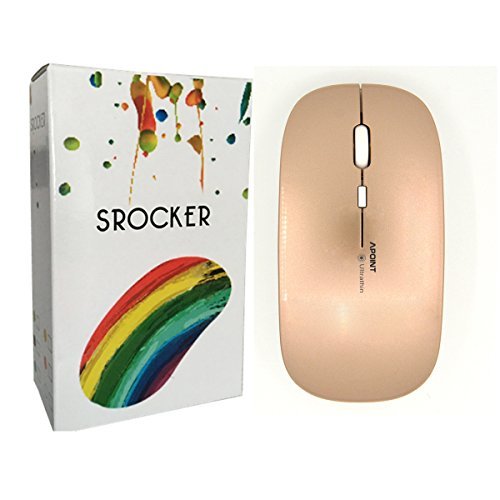 SROCKER T3 Ultra-thin 2.4GHz Wireless Silent Click Optical Mouse/Mice 3 Adjustable DPI Levels with 4 Buttons and Nano USB Receiver for Laptop/PC/Mac(Brown)