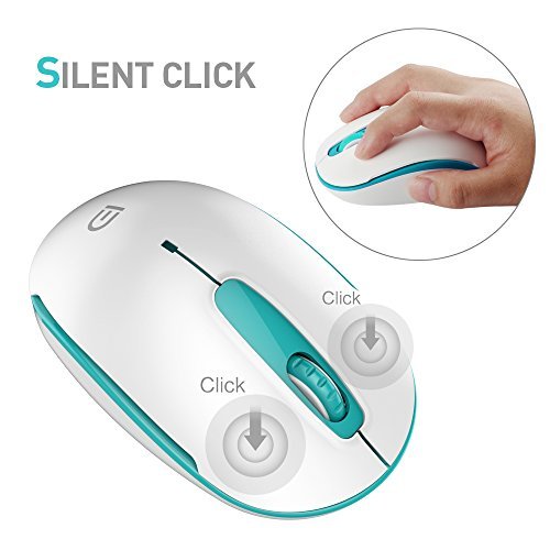 SROCKER V2c 2.4GHz Wireless Mouse Silent Click Compact Soundless Optical Mice with Nano USB Receiver DPI 1600 for PC and Mac(Green)