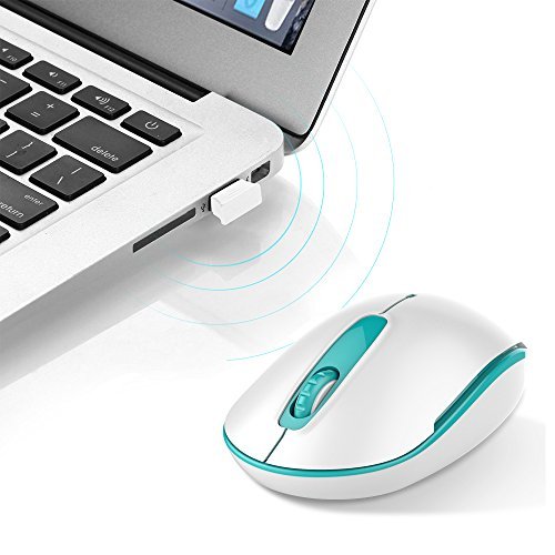 SROCKER V2c 2.4GHz Wireless Mouse Silent Click Compact Soundless Optical Mice with Nano USB Receiver DPI 1600 for PC and Mac(Green)