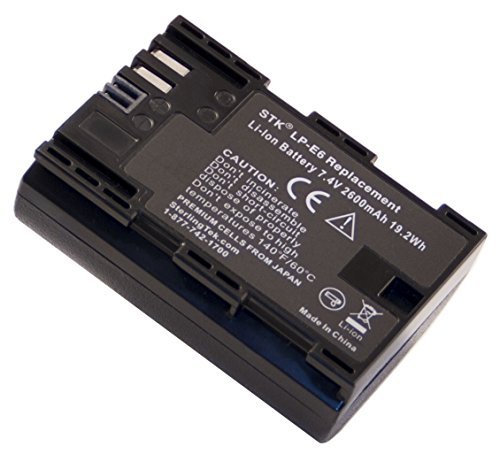 STK LP-E6 Battery for Canon 5D Mark II III and IV, 70D, 5Ds, 6D, 5Ds, 80D, 7D, 60D, 5Ds R DSLR Cameras BG-E14, BG-E13, BG-E11, BG-E9, BG-E7, BG-E6 Grips