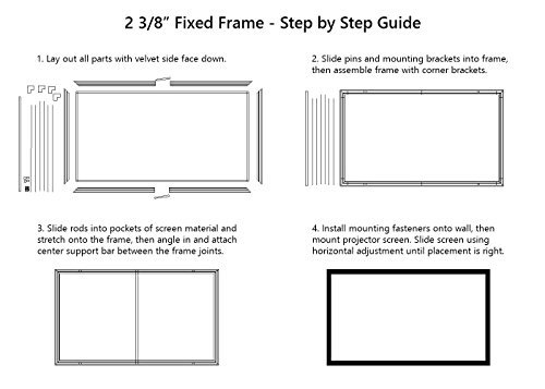 STR-169110 Silver Ticket 4K Ultra HD Ready Cinema Format (6 Piece Fixed Frame) Projector Screen (16:9, 110", White Material)