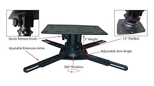 STR-MOUNTSB Silver Ticket Products LCD/DLP Low Profile Universal Projector Mount (3" Low Profile)