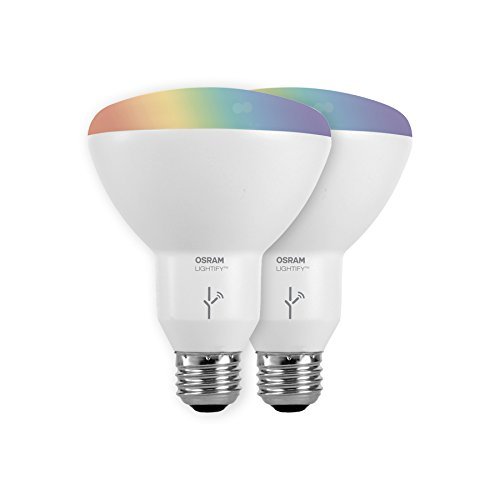 SYLVANIA Smart+ Connected LED Light Bulb, 65W Equivalent BR30, Warm White to Daylight and RGBW Color Changing 1900K - 6500K, Works with Amazon Alexa, 2-Pack, 73857 (Formerly LIGHTIFY)