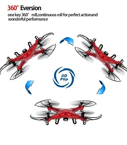 SYMA X5C Drone with 2.0MP HD Camera 3D Flips & High/Low Speed & Left/Right Mode Exclusive Red Color RC Quadcopter