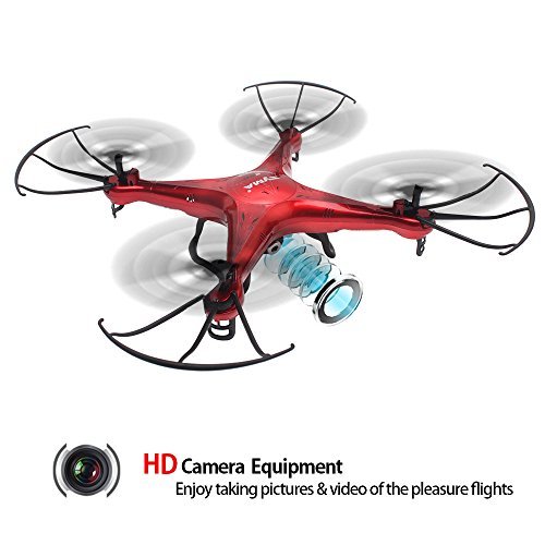 SYMA X5C Drone with 2.0MP HD Camera 3D Flips & High/Low Speed & Left/Right Mode Exclusive Red Color RC Quadcopter