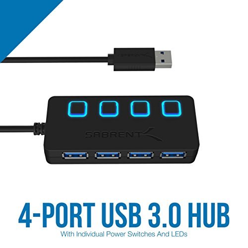 Sabrent 4-Port USB 3.0 Hub with Individual Power Switches and LEDs (HB-UM43)