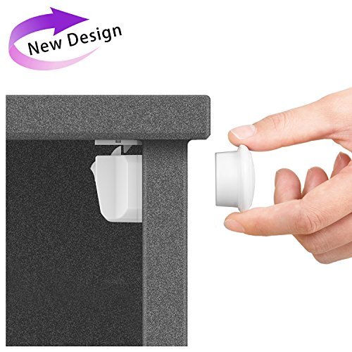 Safety Baby Cabinet Locks, Magnetic Cabinet Locks No Tools or Screws Needed Upgraded Version Child Proof Locks with Installation Cradle Easy to Install for Cabinets and Drawers (6 Locks + 2 Keys) 