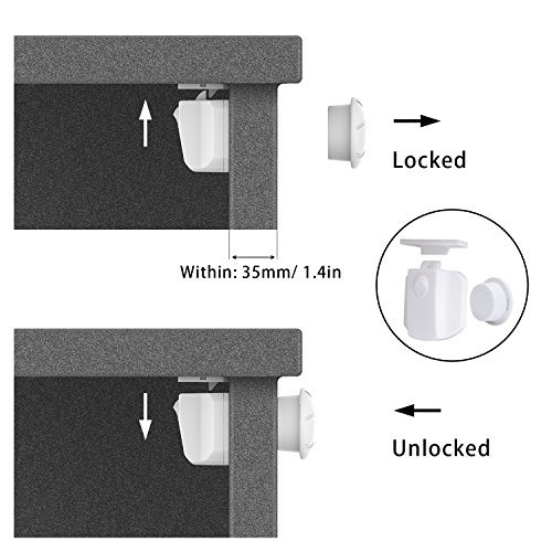 Safety Baby Cabinet Locks, Magnetic Cabinet Locks No Tools or Screws Needed Upgraded Version Child Proof Locks with Installation Cradle Easy to Install for Cabinets and Drawers (6 Locks + 2 Keys) 