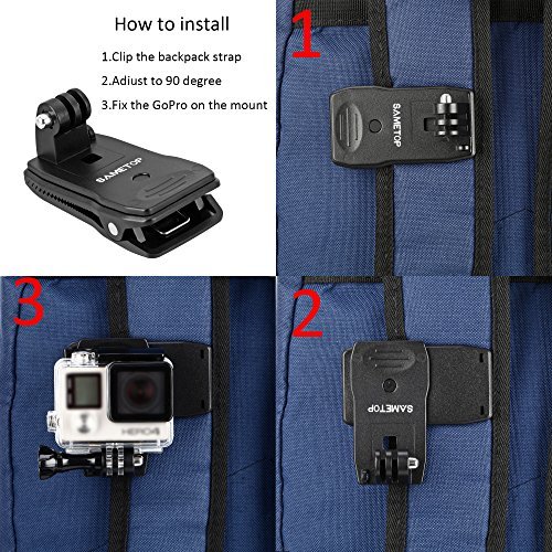 Sametop Backpack Strap Mount Quick Clip Mount for Gopro Hero 5, 4, Session, 3+, 3, 2, 1 Cameras