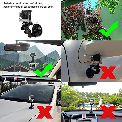 Sametop Suction Cup Mount for Gopro Hero 6, 5, 4, Session, 3+, 3, 2, 1 Cameras; Perfect for Car Windshield and Window