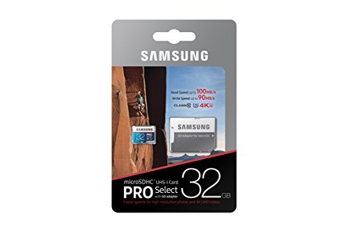 Samsung 100MB/s (U3) MicroSD PRO Select Memory Card with Adapter 32 GB (MB-MF32GA/AM)