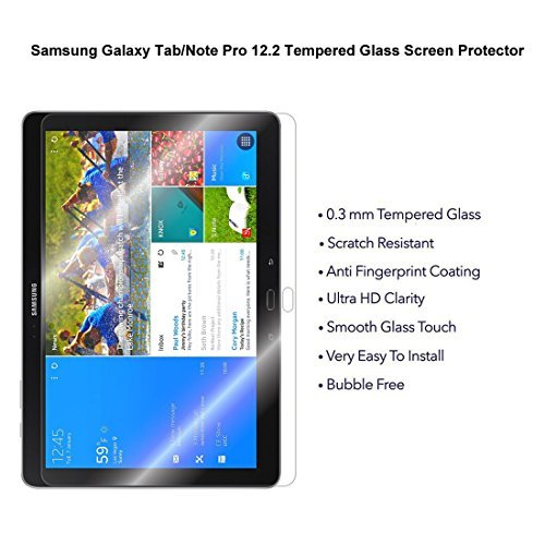 Samsung Galaxy Note Tab Pro 12.2 Tempered Glass Screen Protector by Rerii, 9H Hardness, 0.3mm Thickness, High Definition, Real Glass Screen Protector