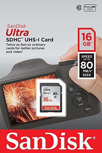 SanDisk 16GB Class 10 SDHC UHS-I Up to 80MB/s Memory Card (SDSDUNC-016G-GN6IN)