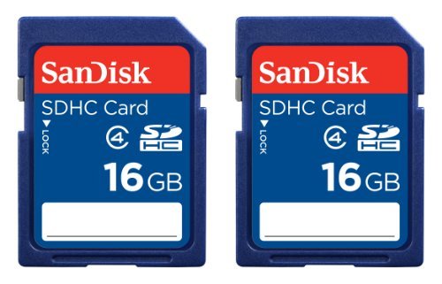 SanDisk 16GB Class 4 SDHC Memory Card, 2 Pack (2x16GB), Frustration-Free Packaging- SDSDB2-016G-AFFP (Label May Change)