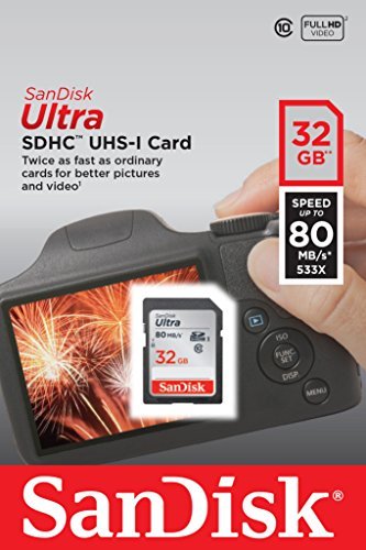 SanDisk 32GB Ultra Class 10 SDHC UHS-I Memory Card Up to 80MB, Grey/Black (SDSDUNC-032G-GN6IN)