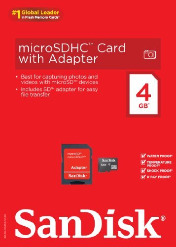 SanDisk 4GB Mobile MicroSDHC Class 4 Flash Memory Card With Adapter- SDSDQM-004G-B35A