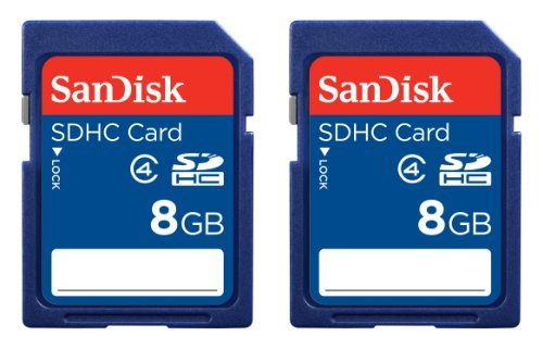 SanDisk 8GB Class 4 SDHC Memory Card, 2 Pack, Frustration-Free Packaging- SDSDB2-008G-AFFP (Label May Change)