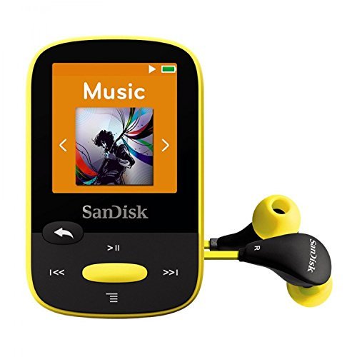 SanDisk Clip Sport 8GB MP3 Player, Yellow With LCD Screen and MicroSDHC Card Slot- SDMX24-008G-G46Y