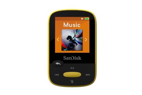 SanDisk Clip Sport 8GB MP3 Player, Yellow With LCD Screen and MicroSDHC Card Slot- SDMX24-008G-G46Y