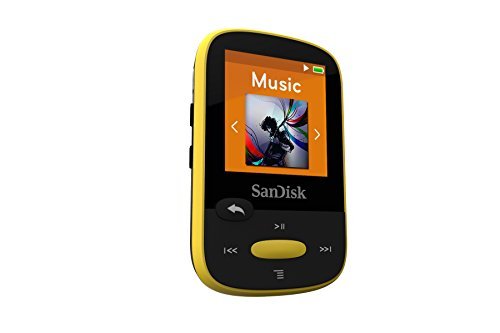 SanDisk Clip Sport 8GB MP3 Player, Yellow With LCD Screen and MicroSDHC Card Slot- SDMX24-008G-G46Y