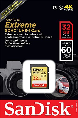 SanDisk Extreme 32GB UHS-I/U3 SDHC Memory Card Up To 60MB/s Read - SDSDXN-032G-G46 [Older Version]