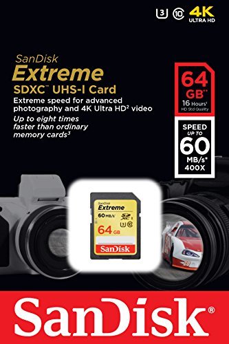 SanDisk Extreme 64GB UHS-I/U3 SDXC Memory Card Up To 60MB/s Read-SDSDXN-064G-G46 [Older Version]