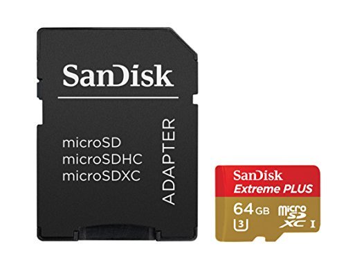 SanDisk Extreme PLUS 64GB microSDXC UHS-I/U3 Card with Adapter (SDSQXSG-064G-GN6MA)