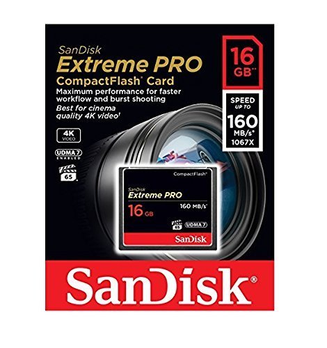 SanDisk Extreme PRO 16GB Compact Flash Memory Card UDMA 7 Speed Up To 160MB/s- SDCFXPS-016G-X46 (Label May Change)