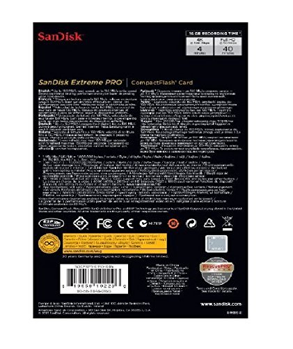 SanDisk Extreme PRO 16GB Compact Flash Memory Card UDMA 7 Speed Up To 160MB/s- SDCFXPS-016G-X46 (Label May Change)