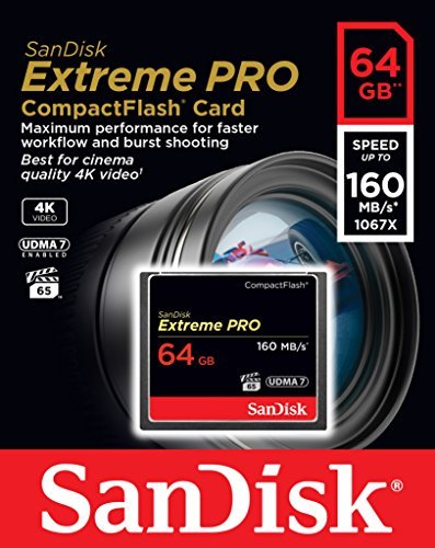 SanDisk Extreme PRO 64GB Compact Flash Memory Card UDMA 7 Speed Up To 160MB/s- SDCFXPS-064G-X46 (Label May Change)