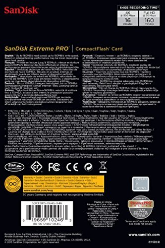 SanDisk Extreme PRO 64GB Compact Flash Memory Card UDMA 7 Speed Up To 160MB/s- SDCFXPS-064G-X46 (Label May Change)