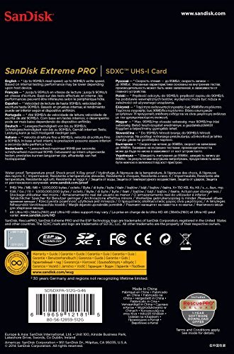 SanDisk Extreme Pro 512 GB SDXC UHS-I Card (SDSDXPA-512G-G46)