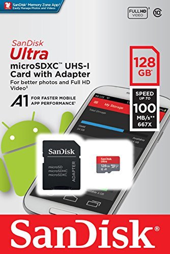 SanDisk Ultra 128GB microSDXC UHS-I card with Adapter -  100MB/s U1 A1 - SDSQUAR-128G-GN6MA