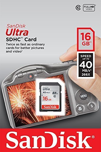 SanDisk Ultra 16GB Class 10 SDHC Memory Card Up To 40MB/s- SDSDUN-0016G-G46 [Older Version]