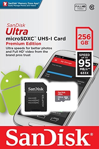 SanDisk Ultra 256GB MicroSDXC UHS-I Card with Adapter (SDSQUNI-256G-GN6MA).