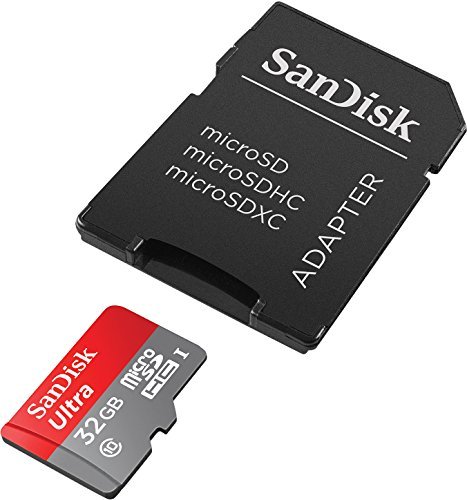 SanDisk Ultra 32GB microSDHC UHS-I Card with Adapter, Grey/Red, Standard Packaging (SDSQUNC-032G-GN6MA)