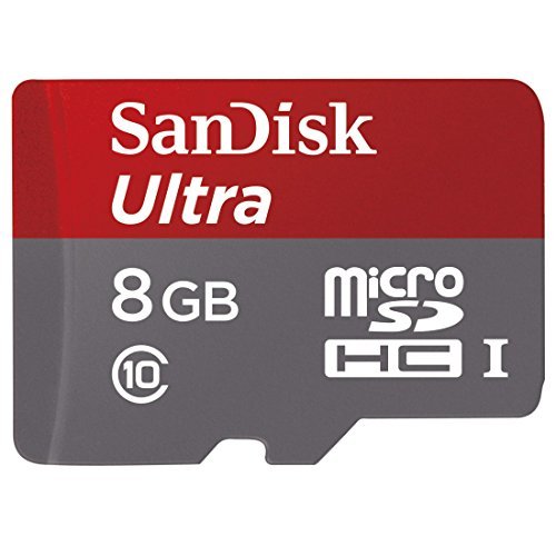 SanDisk Ultra 8GB Class 10 UHS-I MicroSDHC Memory Card with Adapter, Grey / Red, Standard Packaging (SDSDQUAN-008G-G4A)