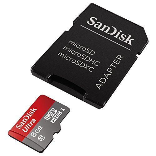 SanDisk Ultra 8GB Class 10 UHS-I MicroSDHC Memory Card with Adapter, Grey / Red, Standard Packaging (SDSDQUAN-008G-G4A)